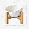 Tilted ceramic cat food bowl