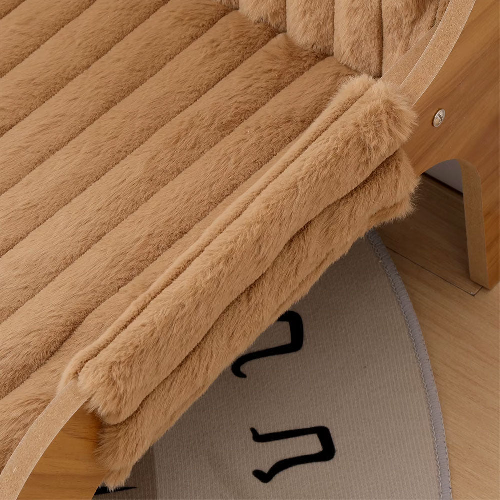 Elevated Pet Sofa Bed with Wood Frame, Soft Striped Plush Cat Couch Bed, Raised Pet Lounge Bed for Indoor Cats Small Pets