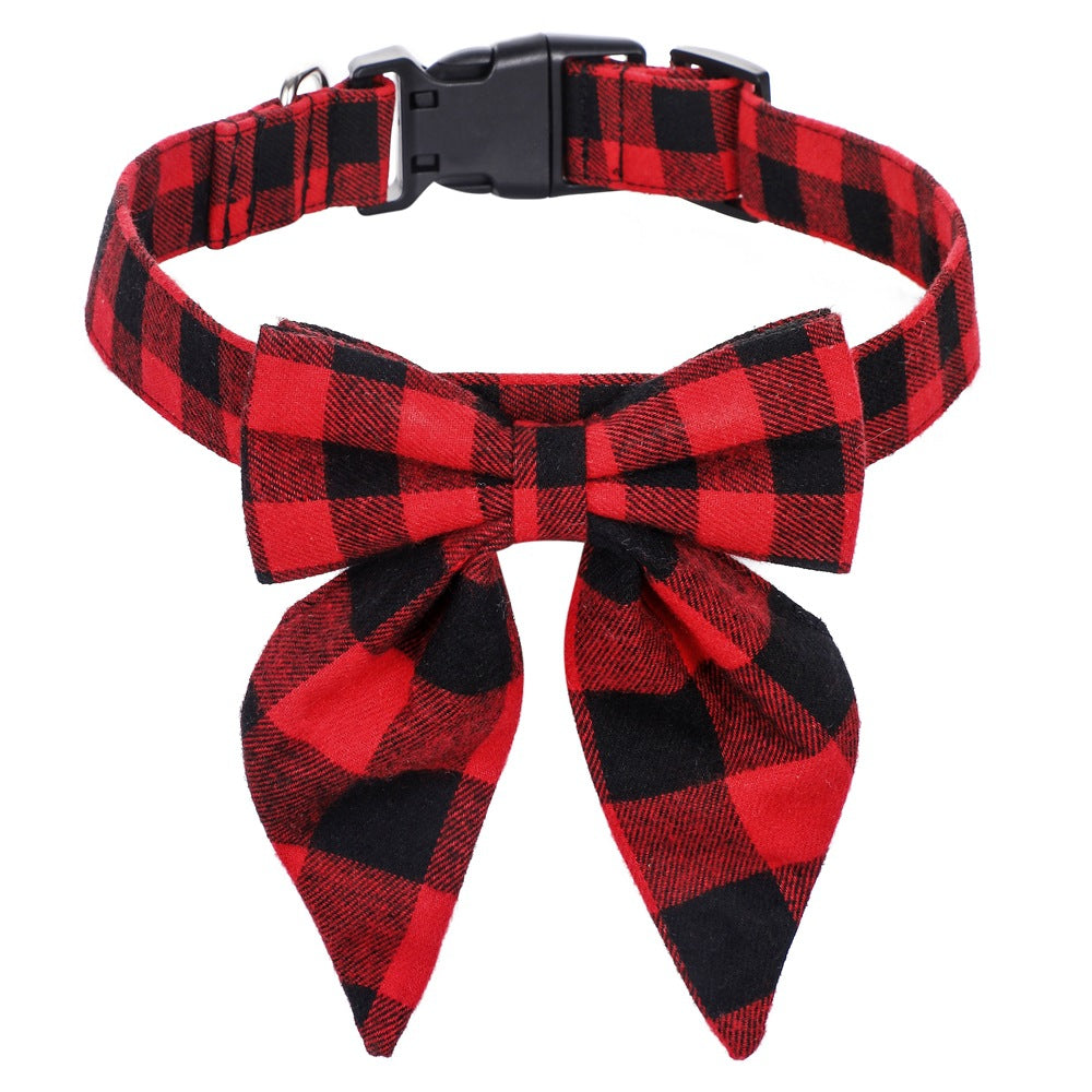 Plaid Christmas pet bow tie
