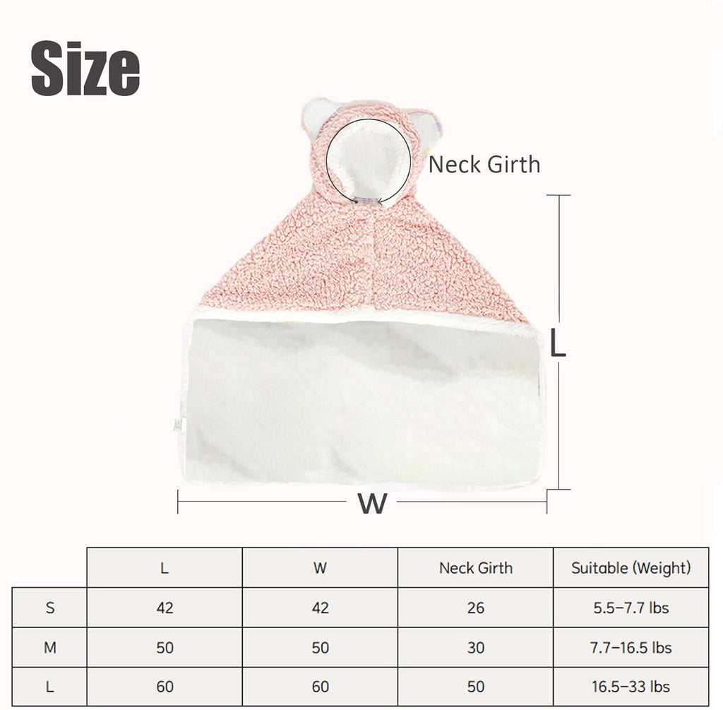 Hooded sherpa pet cape