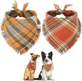 Brown plaid pet bandana with tassels