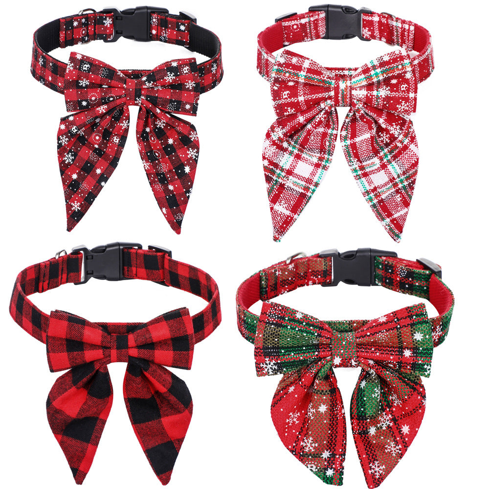 Christmas British-style dog bow-tie collar
