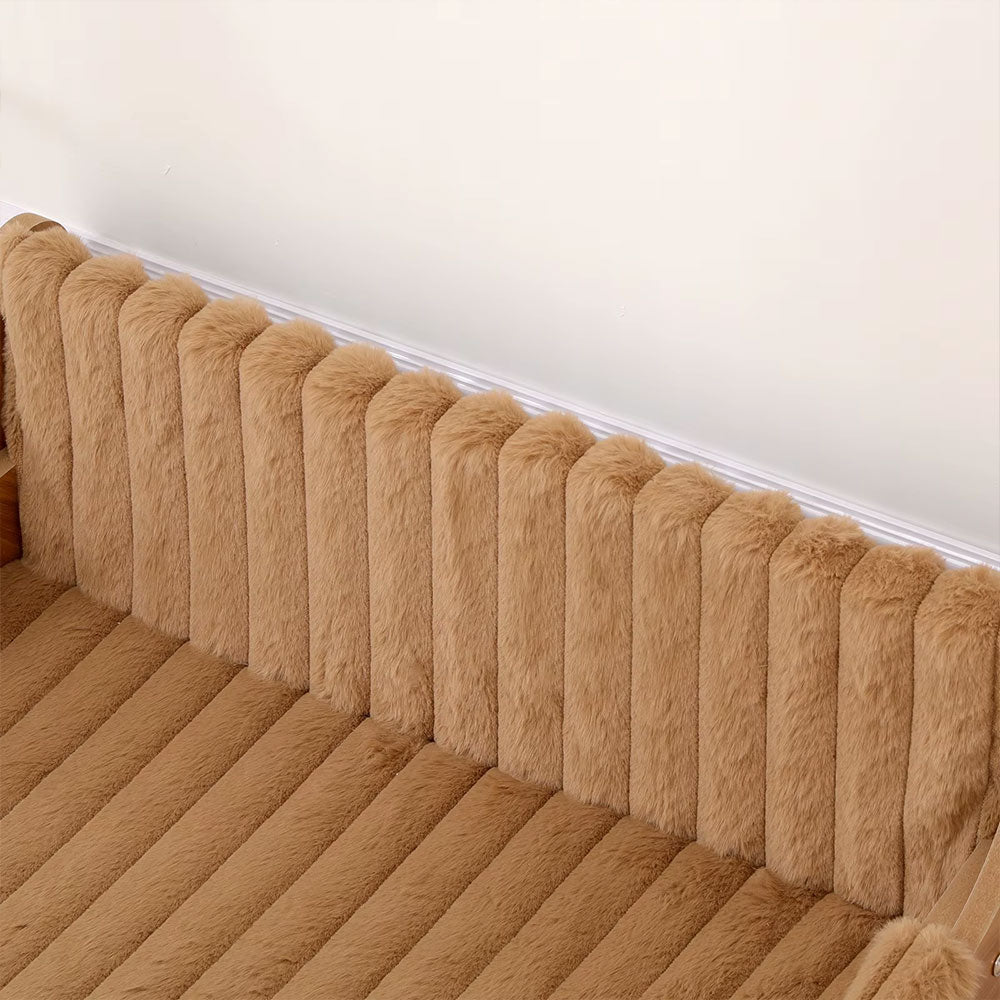 Elevated Pet Sofa Bed with Wood Frame, Soft Striped Plush Cat Couch Bed, Raised Pet Lounge Bed for Indoor Cats Small Pets