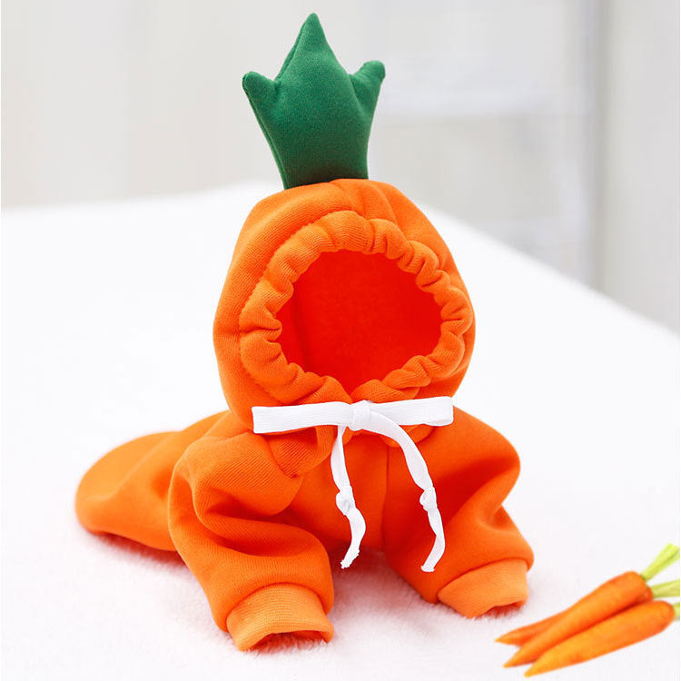 Orange carrot fleece dog hoodie flat product shot