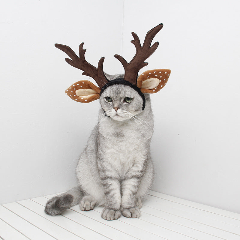 Plush pet Christmas antler headband