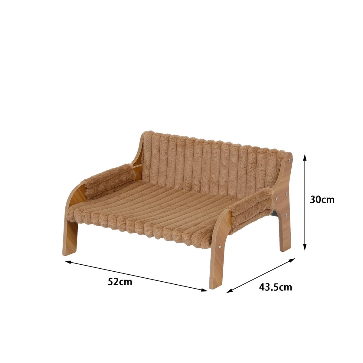 Elevated Pet Sofa Bed with Wood Frame, Soft Striped Plush Cat Couch Bed, Raised Pet Lounge Bed for Indoor Cats Small Pets