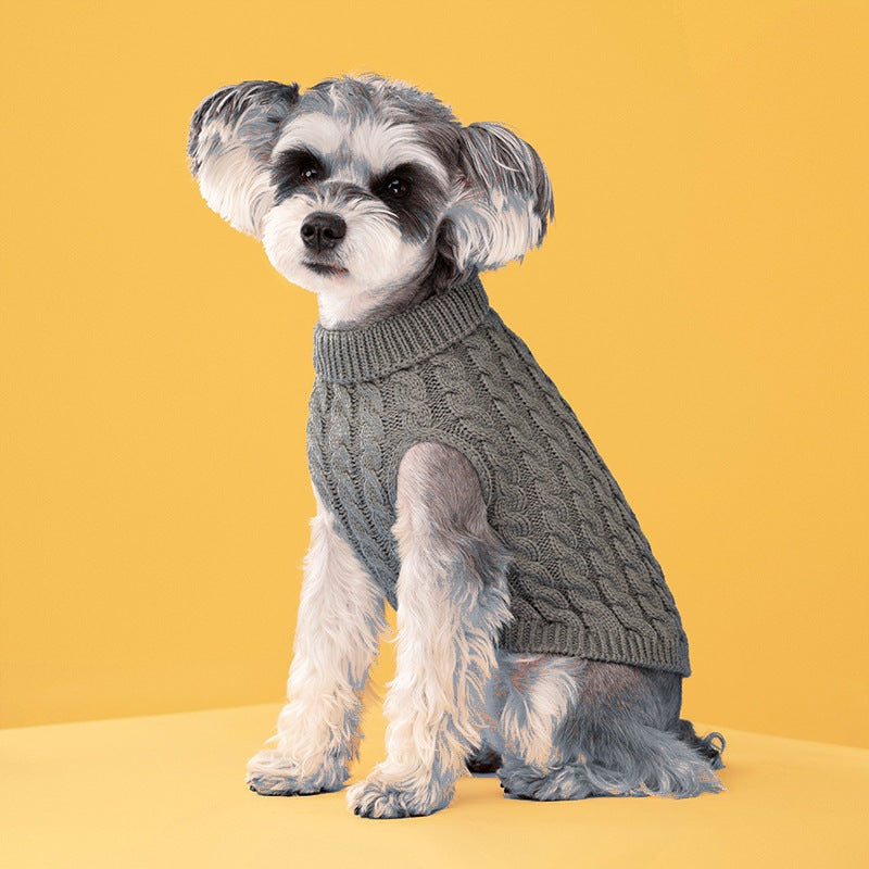 Grey cable-knit pet sweater